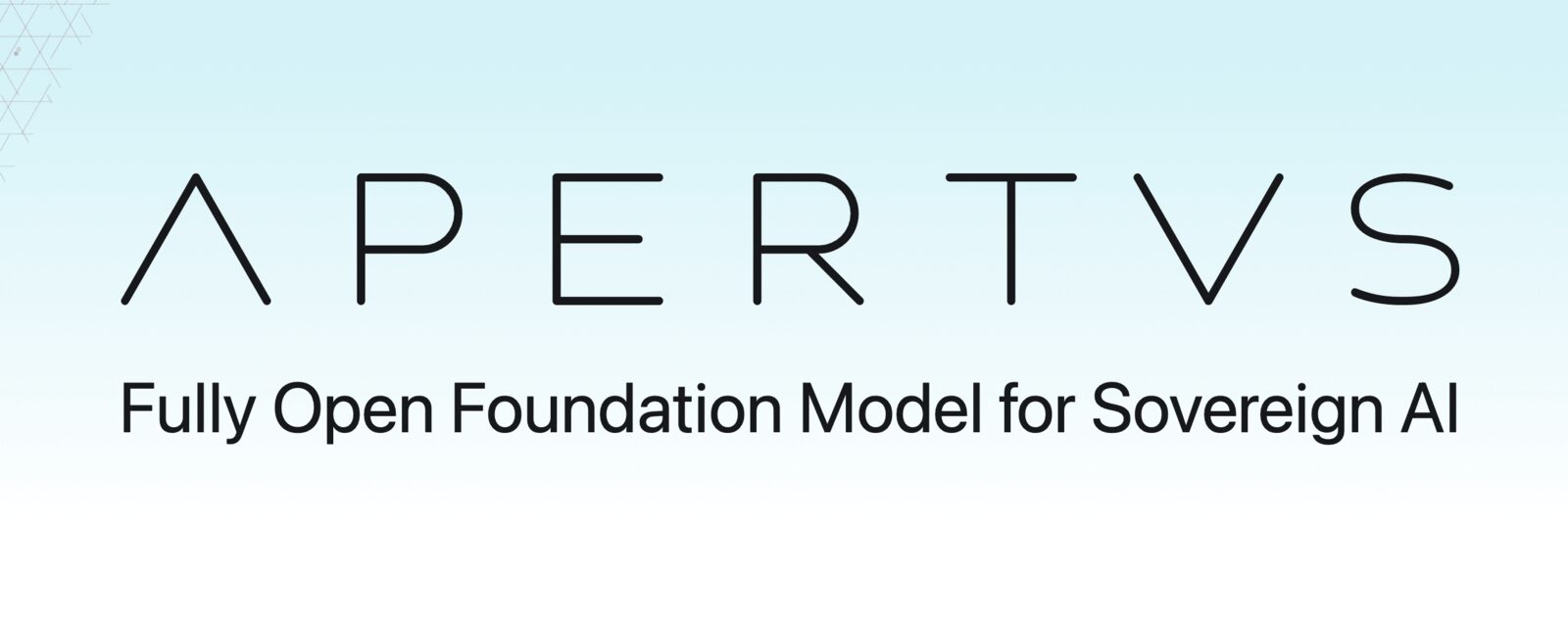 The Apertus wordmark over the tagline 'Fully Open Foundation Model for Sovereign AI'.